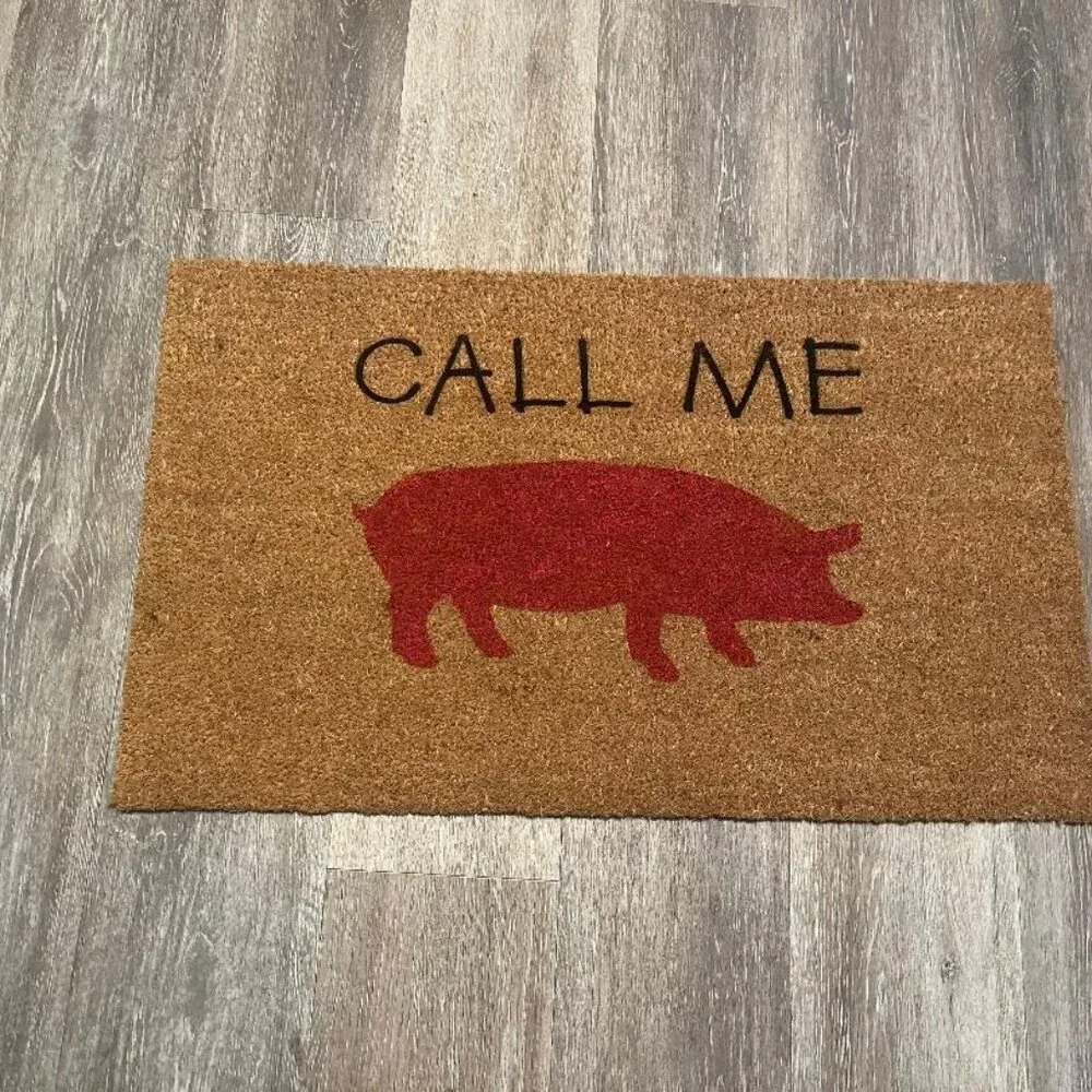 Call Me with cute Pig decorative coir doormat